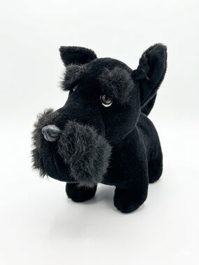 Vintage Mighty Star Special Effects Black Dog Plush Toy Scottish Terrier 11.5”